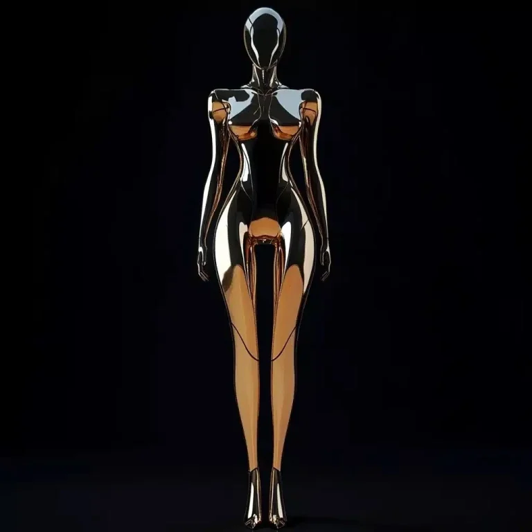 Futuristic Bronze Robot Woman