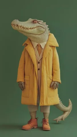 Chiaroscuro Crocodile Portrait — Midjourney v6 AI Prompt: full body with legs photography of a buddy builder crocodile, chiaroscuro, well...