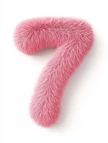 Furry Pink Number 7 3D — Midjourney v6 AI Prompt: Cute number 7 with furry shape and short hair, on pure white background. Cute fu...