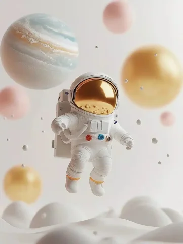 Child Astronaut in Space — Midjourney v6 AI Prompt: a child astronaut floating in space next to a planet, cartoon style, colorful an...