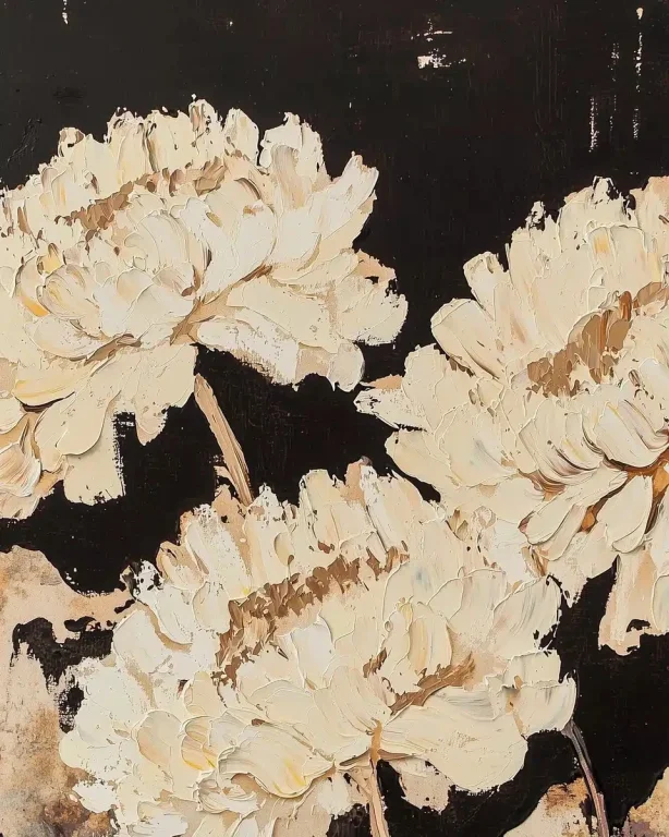Impressionist Cream Mums Painting