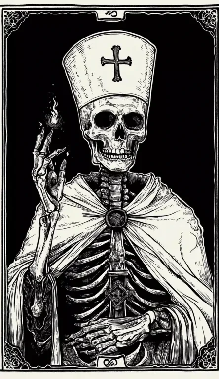 Skeleton Priest Tarot Card