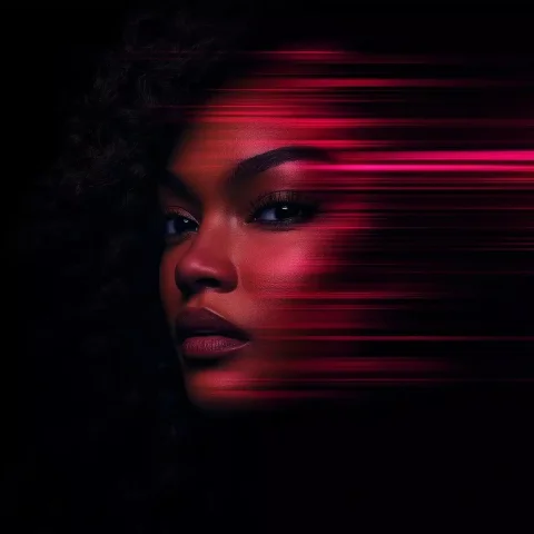 Hyper-Realistic Black Woman Aura — Midjourney v6 AI Prompt: A beautiful Black woman with curly hair, a glowing pink aura around her head and...
