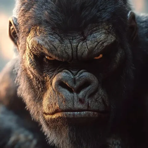 Realistic Gorilla with Scars — Midjourney v6 AI Prompt: gorilla, angry, direct gaze, scars on face, high contrast, realistic, 4k High de...