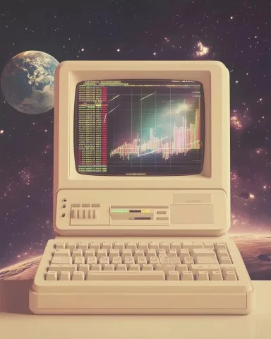 90s Product Photography Macintosh in Space — Midjourney v6 AI Prompt: 90s aesthetic, product photography, old macintosh computer floating in outerspac...