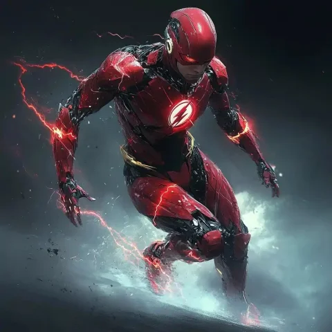 Cyborg Flash with Time Manipulation — Midjourney v6 AI Prompt: the Flash from DC comics as if he was a cyborg with some time manipulation going...