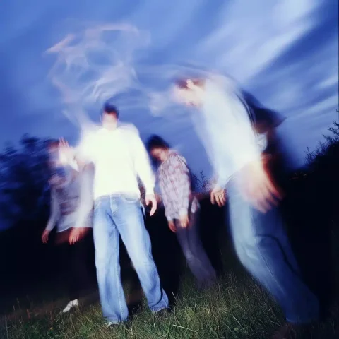 Ethereal Cult Levitation Photo — Midjourney v6 AI Prompt: is it me or is that group of people are levitating, it seems that time has stopp...