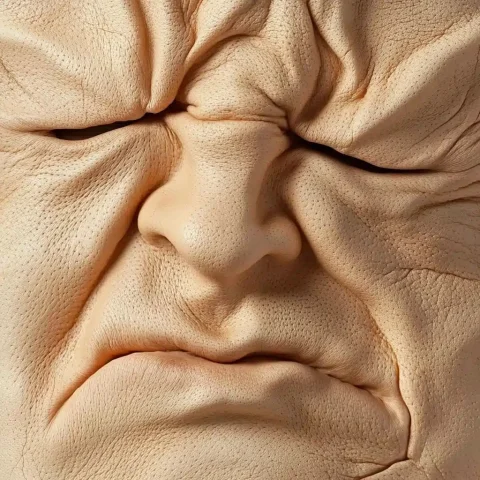 Macro Skin Folds Portrait — Midjourney v6 AI Prompt: a extreme closeup macro shot of skin of the thighs squeezed together making fold...