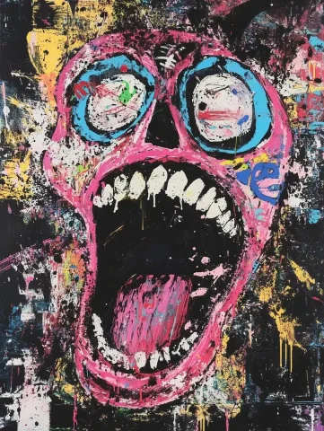 Punk Chaos of Ego — Midjourney v6 AI Prompt: ego screaming from the soul and releasing limiting beliefs punk style with chaos...