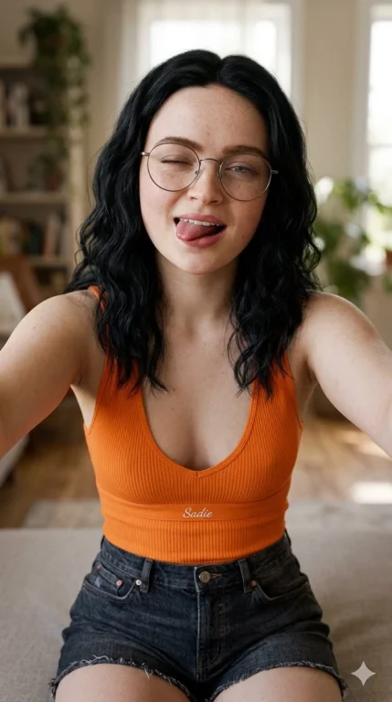 Playful Portrait in Sunlit Orange