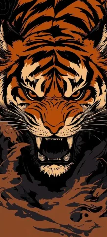 Vector Tiger in Jungle — Midjourney v6 AI Prompt: A fierce tiger with an angry expression, rendered in a vector art style. The col...