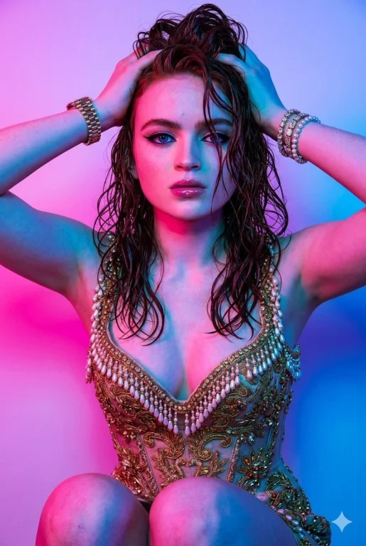 Gilded Glamour in Neon Light