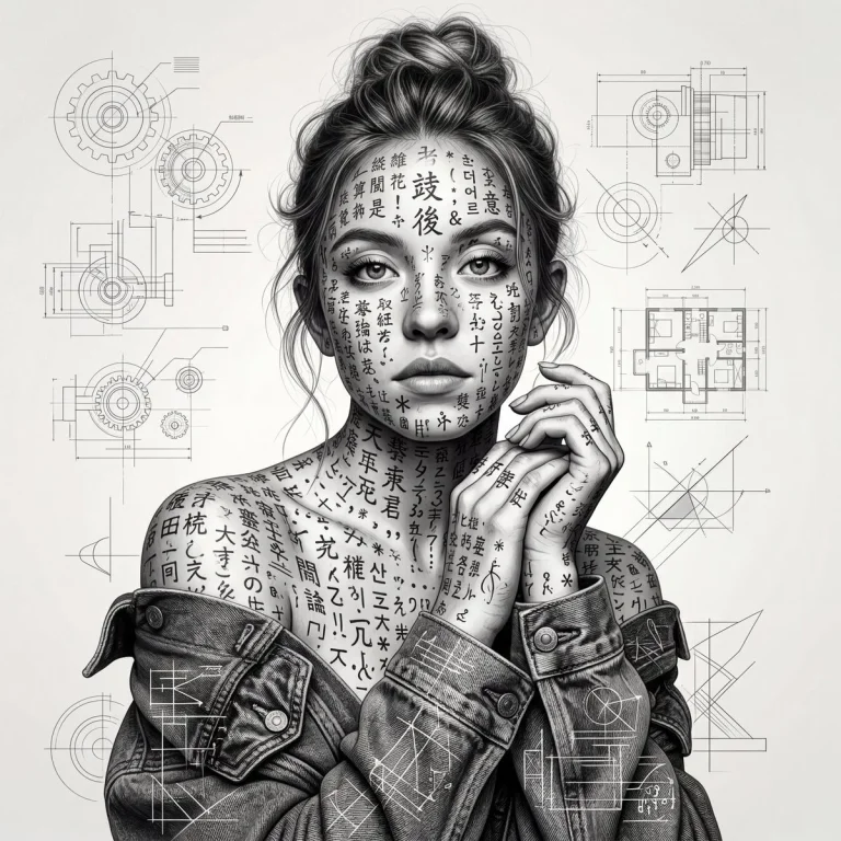 Inkbound Identity: A Surreal Portrait of Scripted Skin