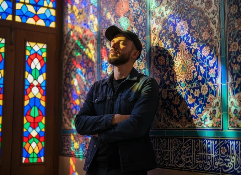Ultra-Realistic Portrait Of A Young Man Standing Inside The Nasir
