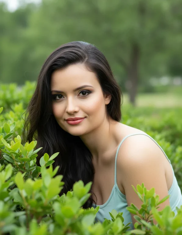 A Natural, Captivating Close-Up Portrait Captured Outdoors Amidst