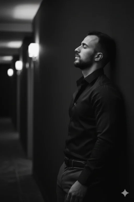 Um Retrato Cinematográfico Em Preto E Branco De Um Homem Com Bar