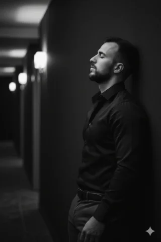 Um Retrato Cinematográfico Em Preto E Branco De Um Homem Com Bar — Nano Banana Pro AI Prompt: Um retrato cinematográfico em preto e branco meu, mantendo meu rosto real inalte...