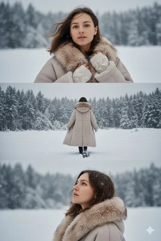 A Cinematic Vertical Photo Collage Composed Of Three Horizontal F