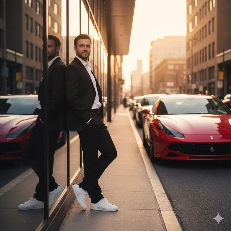 Ultra-Realistic Urban Portrait Of Me Standing With My Back Gently