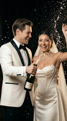 Luxury Champagne Wedding Moment Frozen in Time — Nano Banana 2 AI Prompt: { "generation_request": { "meta_data": { "tool": "Nano B...