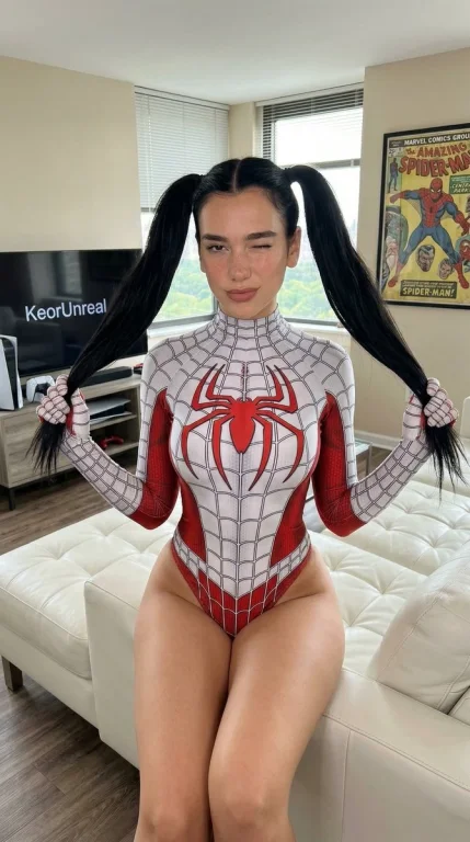 Vibrant Spider-Girl Cosplay with Playful Charm