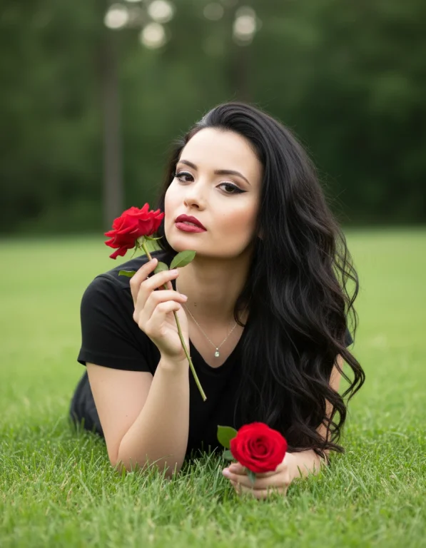 A Romantic And Dreamy Portrait, Captured Outdoors, Shows A Female