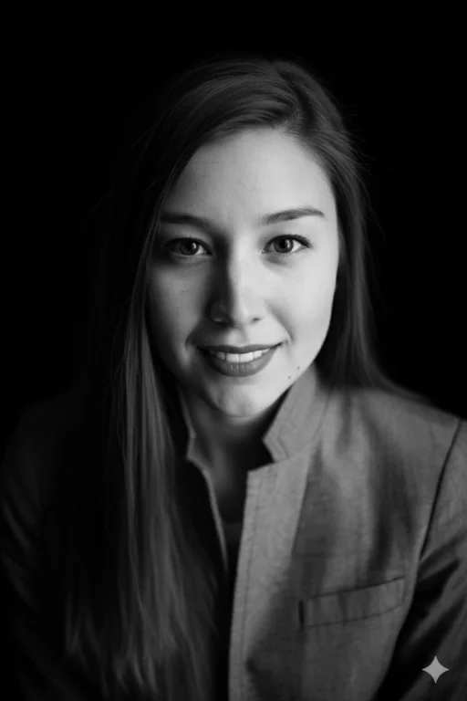 Please Generate A Top-Angle And Close-Up Black And White Portrait