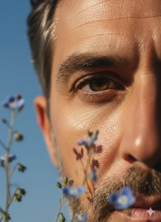 Extreme Close-Up Macro Portrait Focusing Intensely On The Right E