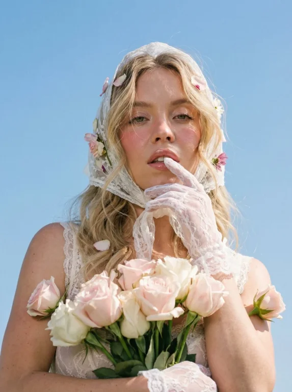 Ethereal Elegance: Sydney Sweeney in Lace and Roses