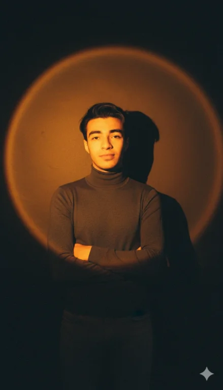 This Is A Photo Of Me. Craft A Moody Studio Portrait Of The Uploa