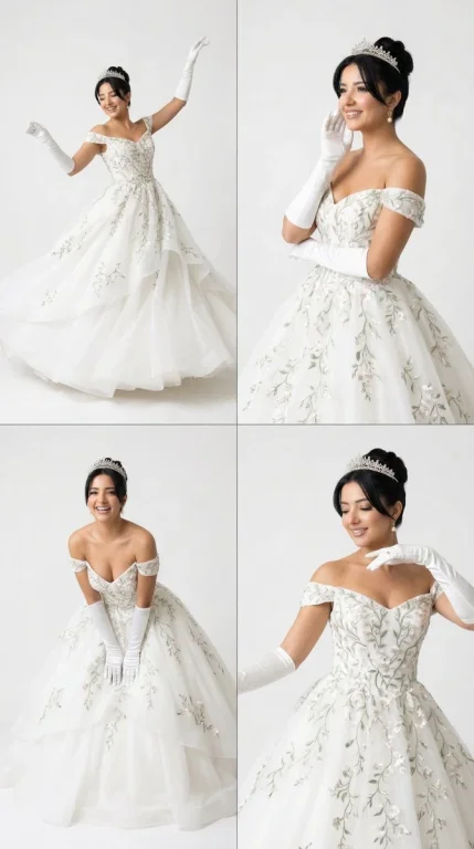 Regal Elegance in Four Frames: The Modern White Princess