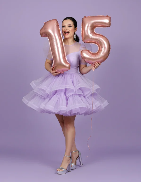 A Full-Length Studio Photograph With A Festive And Vibrant Aesthe