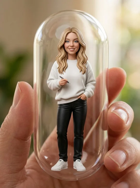 Stylized Vinyl Figure of a Confident Young Female Professor