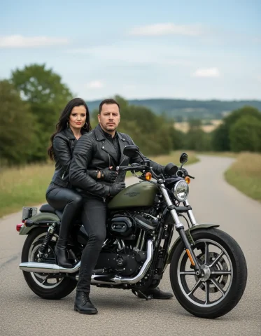 Pair These Two People With This Prompt. A Lifestyle Photograph, W — Nano Banana Pro AI Prompt: Pair these two people with this prompt. "A lifestyle photograph, with a biker...