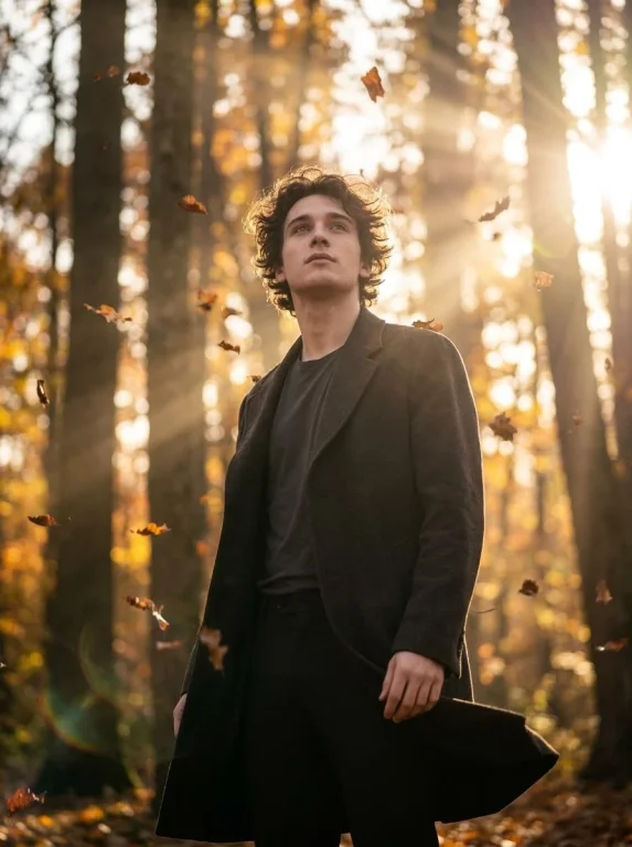 Golden Autumn Contemplation in Cinematic Detail