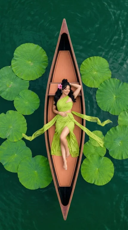 Symmetry and Serenity: Aerial View of Tropical Lotus Fashion