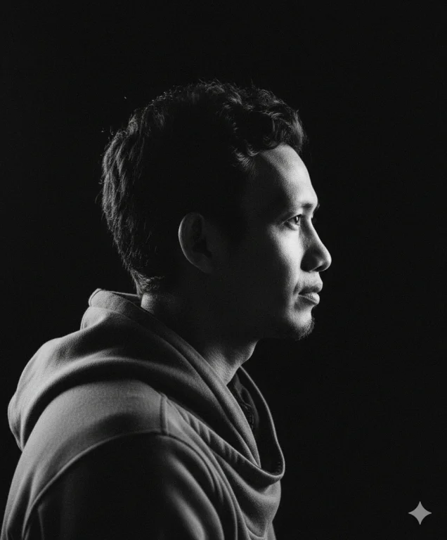 Can You Make This A Monochrome Side-Profile Shot Of Me, With Ligh