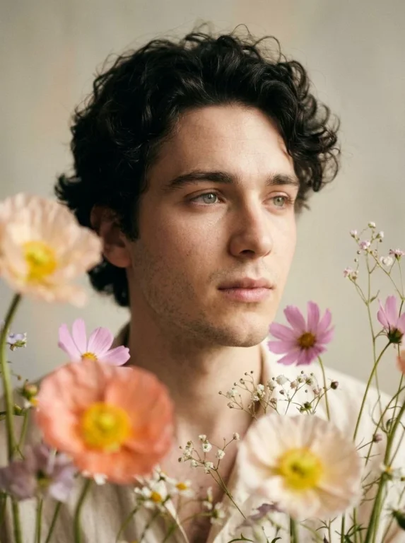 Dreamy Portrait with Delicate Floral Veil