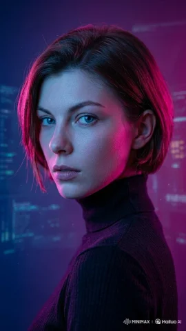 Cyberpunk Man Portrait: Neon Contrasts and Commanding Presence — Nano Banana 2 AI Prompt: IMAGE 1 Ultra-realistic cyberpunk portrait of a confident man wearing round glas...