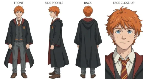 Nano Banana: Ghibli-Inspired Character Turnaround — Nano Banana 2 AI Prompt: use the character turnaround format from [img1] to create [character name / imag...