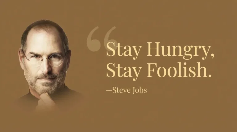 A Wide Quote Card Featuring A Famous Person, With A Brown Backgro