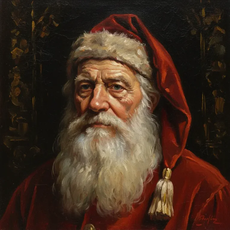 Old Santa Claus Portrait In Classical Oil Painting Style, Inspire
