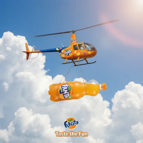 Create A Hyper-Realistic, Square 1:1 Image Featuring A Small Heli — Nano Banana Pro AI Prompt: Create a hyper-realistic, square 1:1 image featuring a small helicopter flying t...