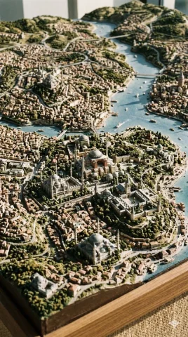 Miniature Istanbul: A Photorealistic Masterpiece — Nano Banana 2 AI Prompt: A vertical, portrait-oriented, photorealistic close-up photograph of an expansiv...