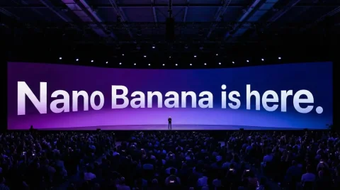 Generate A Photo Of A Grand Apple Product Launch Event With A Lar — Nano Banana Pro AI Prompt: Generate a photo of a grand Apple product launch event with a large audience. Th...