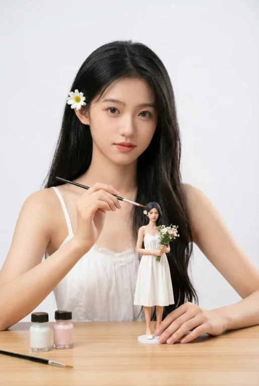 Create An Image Of This Person As An Artist Painting A Tiny Minia