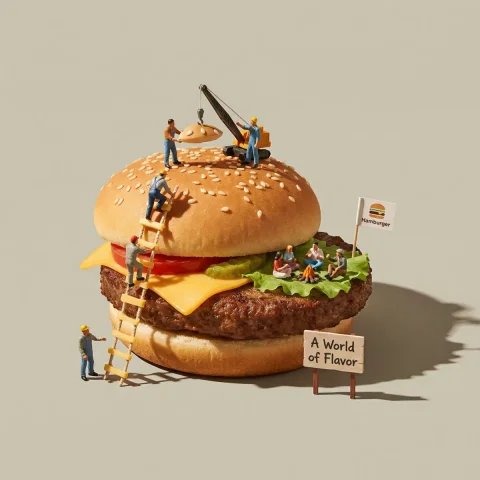 Create A Highly Detailed Miniature Surreal Scene In Which Tiny Hu — Nano Banana Pro AI Prompt: Create a highly detailed miniature surreal scene in which tiny human figures int...