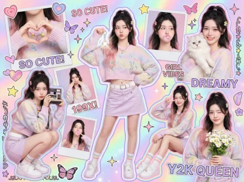 Create A Colorful Y2K Scrapbook–Style Poster Collage With A Vib — Nano Banana Pro AI Prompt: Create a colorful Y2K scrapbook–style poster collage with a vibrant, chaotic-yet...