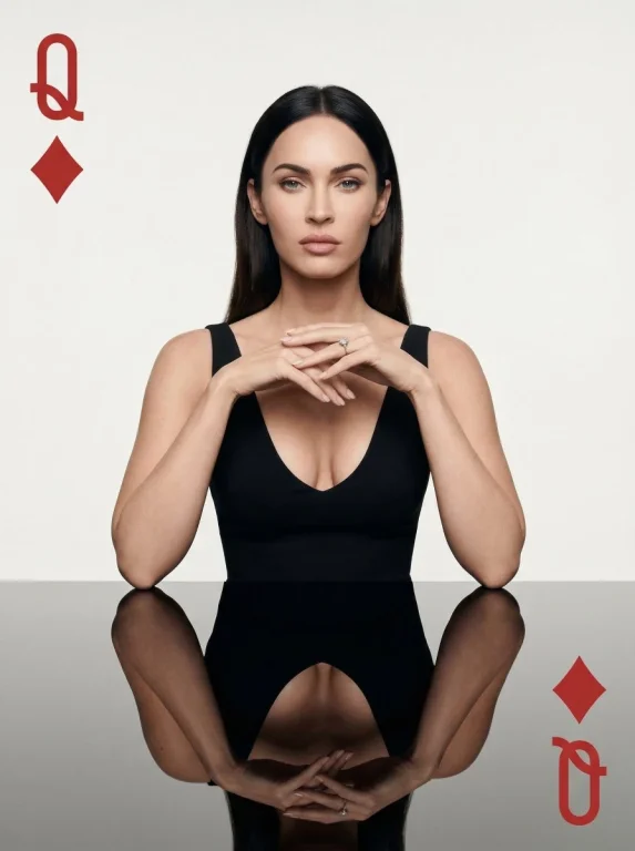 Chic Reflections: A High-Fashion Playing Card Portrait