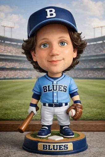 Transform The Person Into A Classic Baseball Bobblehead, Emphasiz
